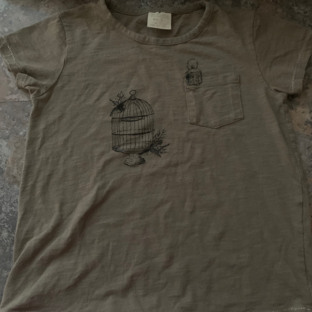 Zara girls - green birdcage design shirt - size 5